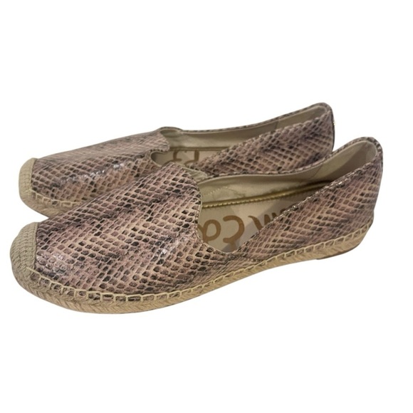 Women’s SAM EDELMAN Keisha Snakeskin Leather Espadrilles Flats Slip On Shoes - Picture 3 of 8